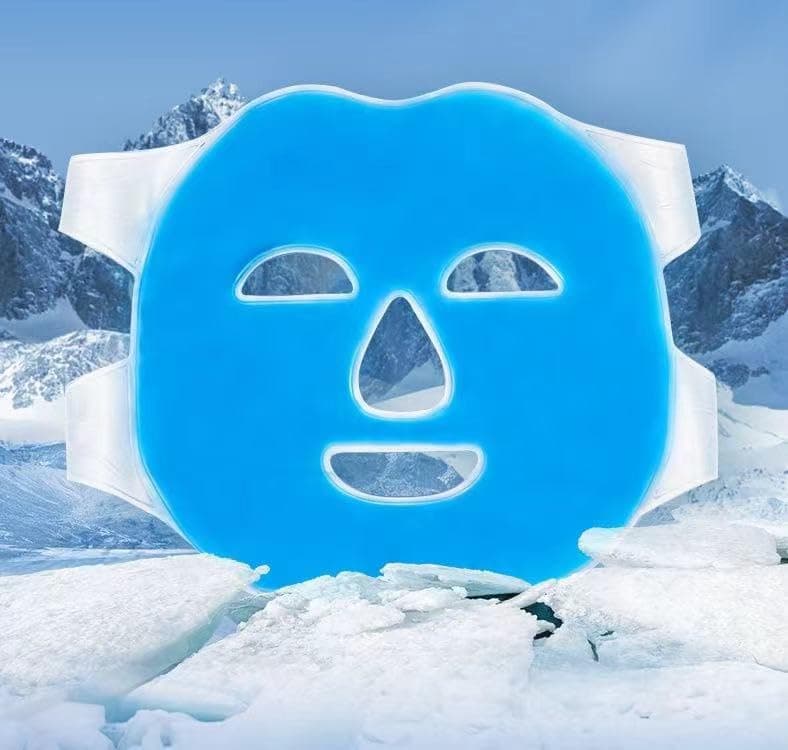 Ice Face Mask Reusable,Cold Hot Compress Gel Ice Facial Mask with Gel Beads,Face SPA for Woman Sleeping Reduce Eye Puffiness Face Puffiness Sleeping Travel (Blue) view 3