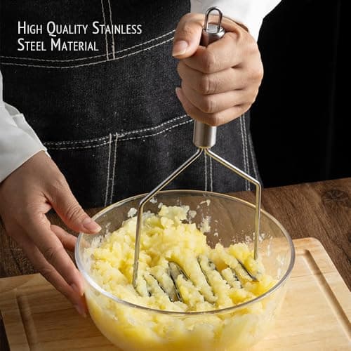 2 Pcs Potato Masher Set – Heavy Duty Stainless Steel & Wire Design, Rust-Proof Dual Kitchen Mashers for Potatoes, Avocados, Vegetables – Ergonomic Dishwasher-Safe Utensils for Cooking, Baking view 2