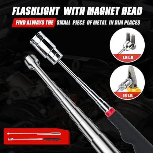 Gifts for Men, Telescoping Magnetic Pick Up Tool Set, Extendable Magnet Flashlight with Inspection Mirror, Flexible LED Flashlight, Mens Gifts, Birthday Gifts for Dad, Him, Men, Husband, Women view 6