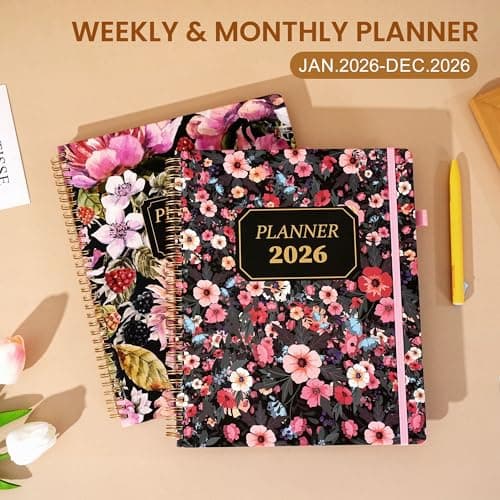 2026 Planner Weekly and Monthly Daily Hard Cover Calendar Planners 8.5 x 11 Jan 2026-Dec 2026 for Women with Stickers & Tabs Large Yearly Agenda for Mom Work Home- Floral view 2