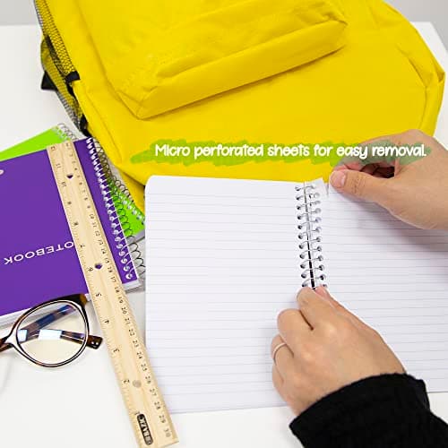 BAZIC PRODUCTS Spiral Notebook, Composition Book, 5" x 7" Poly Cover Spiral Notebook, College Ruled 100 Sheet Notebook for School, Office, & Home Use, Assorted Color, 6-Pack view 6