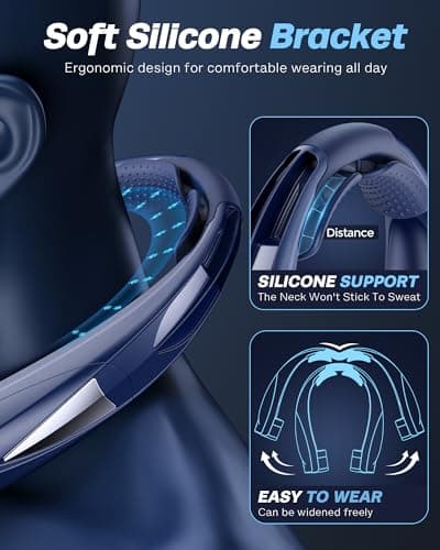 Laimiod Portable Neck Fan - with LED Book Light, 6-20 Hrs Long Battery, 6-Speed Adjustable, USB-C Rechargeable, Ultra Quiet, Hands-Free Personal Cooling for Men Women Outdoor Indoor view 6