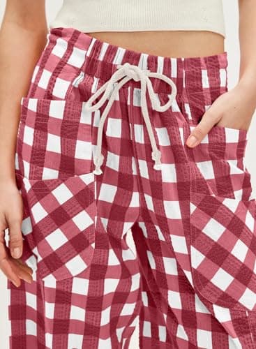 Acelitt Women Checkered Pants with Pockets, S-XXL view 3