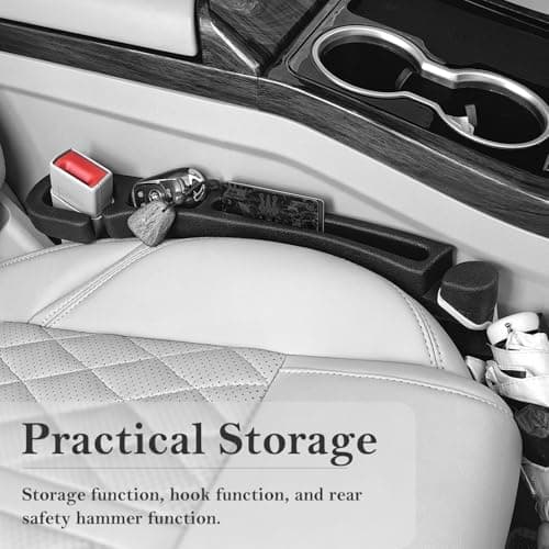 CGYISOL Car Seat Gap Filler 2 Pack with Organizer Hook, Car Seat Gap Plug Fills Gap Between Seat & Console Prevent Small Items & Tools from Falling Seat Side Gap Fits Cars, SUVs, Trucks & Sedans view 3