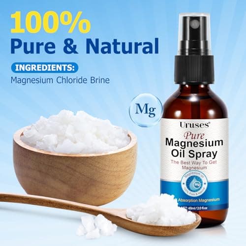 Pure Magnesium Oil Spray, Magnesium Oil for Feet, Topical Magnesium Spray for Feet,Magnesium Body Oil, Glass Bottle, Easy to Absorb & Use -2.0 oz (Pack of 2) view 2
