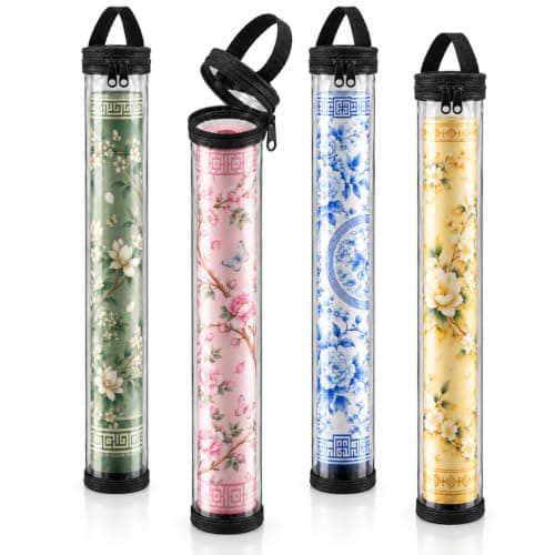 4 Pack 34 In Clear PVC Mahjong Mat Bag，Zipper & Handle | Long mahjong mat storage tube, Foldable Soft PVC, Lightweight Carrying Bag for Board Game Mats & Travel Storage — image 1