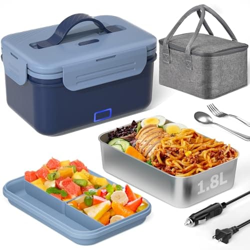 Akhia Heated Lunch Box Food Heater, 1.8L Electric Lunch Box for Adults Work Car/Truck Home, 100W Heating Lunch Box with Removable Stainless Steel Container, 12V/24V/110V/220V Valentine's Gift for Men — image 1