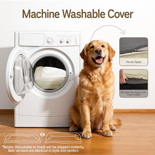 Comfort Expression Washable Orthopedic Large Sized Dogs - Huge Large Dog Bed with Removable & Waterproof Cover Soft Pet Couch with Foam Support for Big Size Dogs with Bolster, 45x35 view 5
