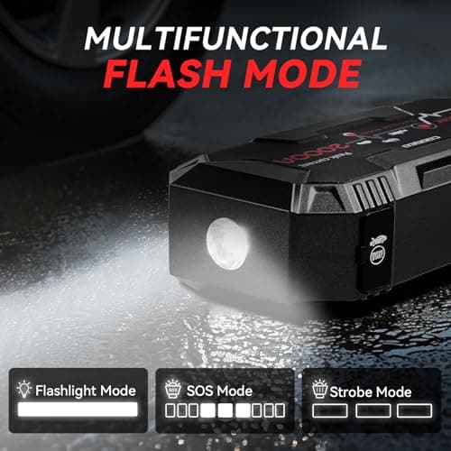 Car Battery Jump Starter Portable, 2000A Jump Starter Battery Pack for 8.0L Gasoline and 6.0L Diesel Engines, 12V Jump Box for Car Battery with EC8 Jumper Cables, Black view 6