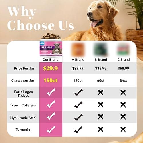 Glucosamine for Dogs Hip and Joint Support - Dog Joint Supplement with Chondroitin, MSM, Turmeric & Omega 3 - Relief for Joint Pain & Inflammation - Mobility & Flexibility - 150 Soft Chews, Chicken view 6