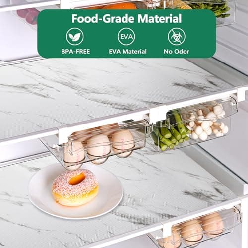 CLENAT Shelf Liner, Cabinet Liners for Kitchen Drawers Non-Adhesive, 11.8" W x 354.3" L Waterproof Plastic Paper, Durable EVA Cabinet Mat for Shelves, Refrigerator, Pantry, Cupboard, Ribbed Marble view 3