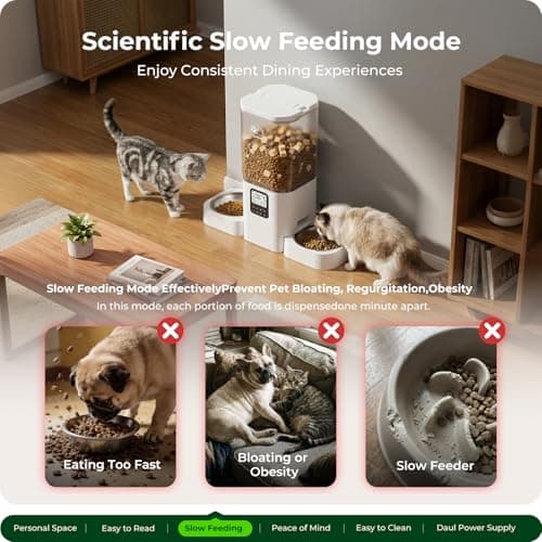 Frienhund Timed Automatic Cat Feeder 2 Cats with Slow Feed: Dual Automatic Dog Feeder with Information Visualization, Programmable Auto Cat Food Dispenser for Multiple Pets,Detachable for Clean-29 Cup view 4