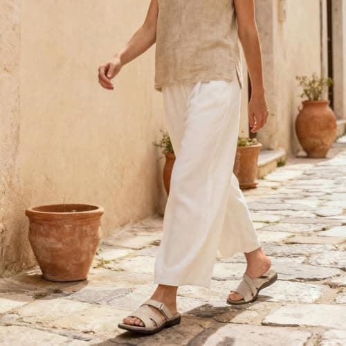 Rihero Women's Orthopedic Slide Sandals with Arch Support Orthotic Comfortable Adjustable Flat Sandals for Daily Work Walking view 2