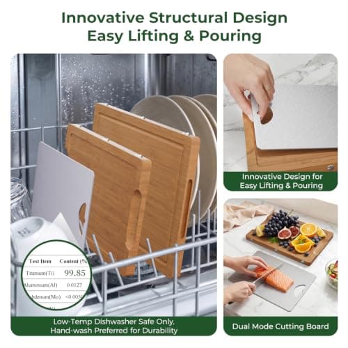 Formaldehyde Free, Glue Free, Bamboo Pure Titanium Cutting Board Set view 3