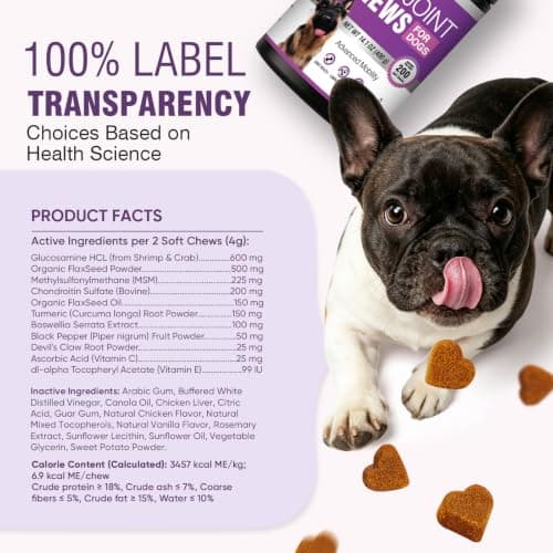 Hip and Joint Supplement for Dogs 200ct, Glucosamine Chondroitin for Dogs | Hip & Joint Care, Soft Chews, Dog Arthritis Pain Supplement, Mobility Treats for Small/Medium/Large Dog MSM for Dogs, Chicken view 2