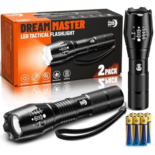Dream Master Stocking Stuffers Men,2 Pack LED Flashlights High Lumens with 6 AAA Batteries,5 Modes Mini Waterproof Tactical Bright Flashlight Camping Hiking,Mens Gifts Christmas,Gifts Men Dad — image 1