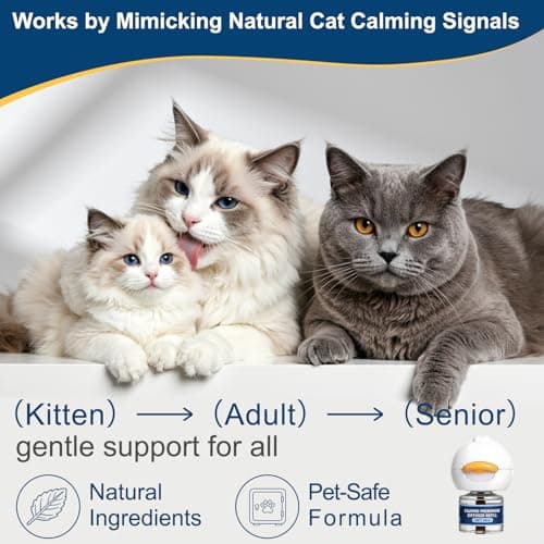 YooBaaLee Cat Calming Pheromone Diffuser Kit Plug-In for Stress Relief | with 2 Diffusers & 4 Refills, Anxiety Relief for Cats, Helps with Scratching, Urine Marking & Fighting, for Multi-Cat Homes view 5