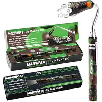 LED Magnetic Pickup Tools, Telescoping Magnetic Flashlights with Extendable Magnet Stick, Cool Gadgets Gifts for Him Adults, Birthday Gifts for Men, Dad, Camouflage