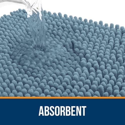 OLANLY Bathroom Rugs Sets 2 Piece, Soft Absorbent Chenille Bath Mats Area Rug Set, Non-Slip, Quick Dry, Machine Washable Bath Mats for Bathroom, Home Decor Accessories (30"x20"+24"x16", Airy Blue) view 3