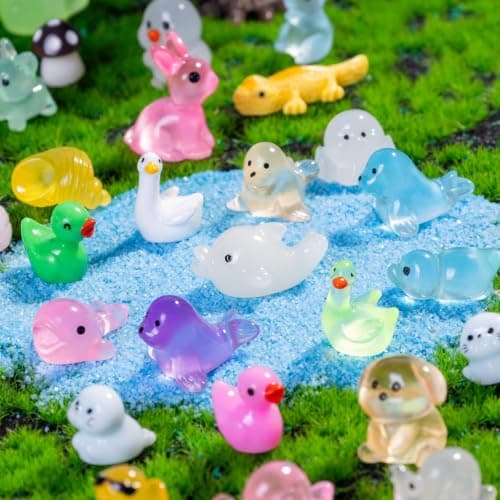 130 Pcs 50 Styles Mini Resin Figures ， Solid Color & Glow in The Dark view 5