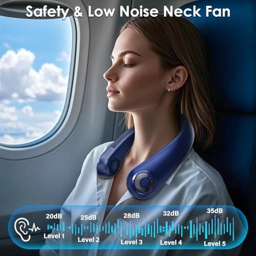 AUIIAH Portable Lightweight Neck Fan with Neck Support, Birthday Gifts for Men Women Dad Mom, Rechargeable Personal Wearable Cooling Neck Fans for Hot Flashes, Disneyland, Travel, Camping Essentials view 3
