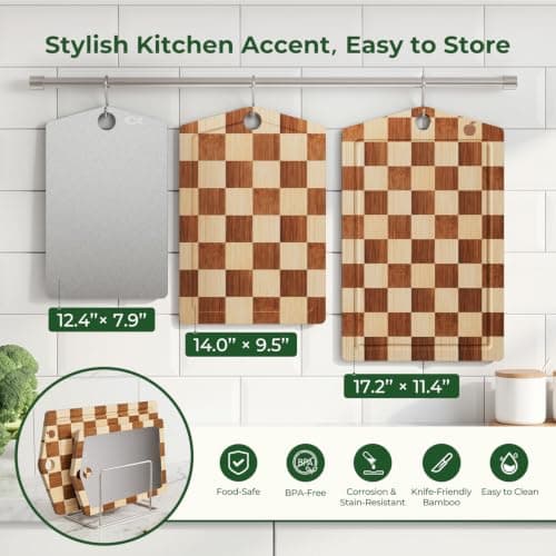 Pure Titanium Cutting Board, Bamboo Cutting Boards Set for Kitchen view 3