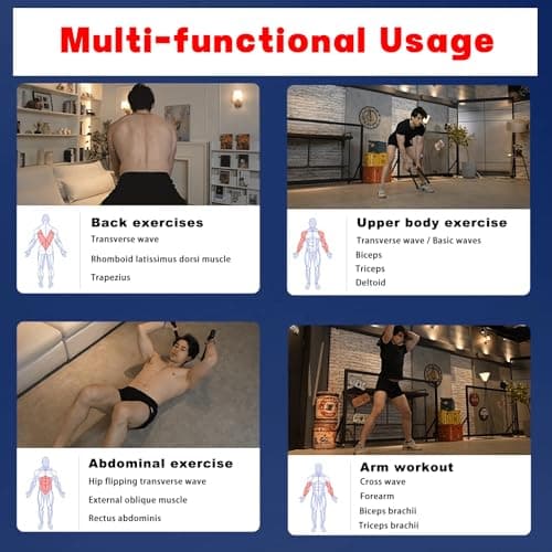 Ropeless Battle Ropes – Weighted Portable Workout Ropes for Home Gym, Cordless Jump/Arm Exerciser with Non-Slip Gloves & Training Poster – HIIT, Low-Impact Cardio & Strength/Muscle Training(2PCS) view 4