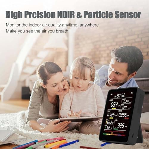 Professional Indoor Air Quality Monitor with AQI Alerts, Portable Real-Time Detector for Home, Car, Plants & Pet view 6
