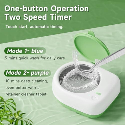 Lonlown 50kHz Cordless Ultrasonic Retainer Cleaner Machine Rechargeable Portable Wireless Retainer Cleaner USB Fast Charge 2000mAh Battery Charge Once Use 8 Times Small Travel Size 80ml view 3