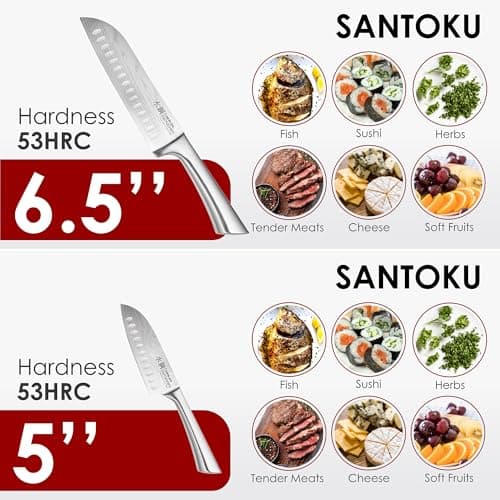 Cuisine::pro Damashiro Knife Block (Kumi, 7-Piece Chef Knife Set) - Japanese Steel Knife - Magnetic Knife Block- Damascus-Inspired Blade Kitchen Knives view 5
