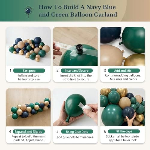 Double Stuffed Navy Blue and Dark Green Balloons, 91pcs Dark Blue Emerald Tan Apricot Gold Latex Balloon Garland Arch Decorations Kit for Gentleman Birthday,Baby Shower,Graduation,Adventure Party view 5