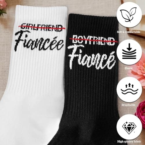 ZVUZVO Engagement Wedding Gifts for Couples Newlywed, Fiancee And Fiance Gifts For Women Men, Fiance And Fiancee Socks view 4