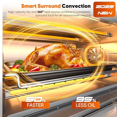 Nuwave Bravo Pro Convection Air Fryer Toaster Oven Combo, 2025 New and Improved, 10-in-1, 50°-450°F Temp Controls, Quick & Even Crisp Technology, 21Qt Capacity, Black, PFAS Free view 3