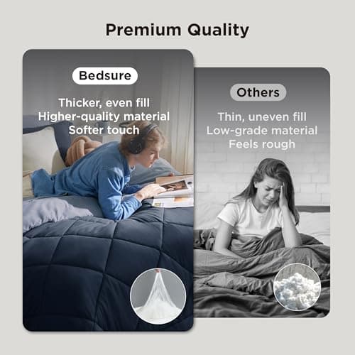 Bedsure Twin Comforter Set - 5 Pieces Reversible Navy Blue Bedding, Twin Size Bed Set for All Seasons, Bed in a Bag with Down Alternative Comforter, Sheets, Pillowcase & Sham view 3