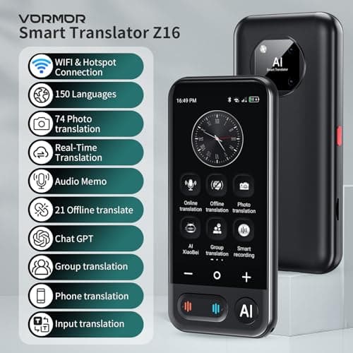 Language Translator Device No WiFi Needed, 2026 Upgraded AI Translator Support ChatGPT,150+ Languages Instant translator Support Offline/Recording/Photo/Voice Translation Real Time for Travel Business view 2