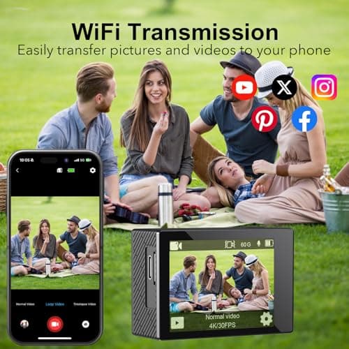 4K Action Camera with 64GB Card 20MP EIS WiFi 131FT Underwater Camera view 5