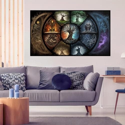 ijbnhd Large Diamond Painting, Tree of Life Moon Large Diamond Art Kits for Adults, Full Drill Round Big Diamond Painting, DIY Gem Art and Crafts for Home Wall Decor Gift 27.5 X 15.7inch view 4