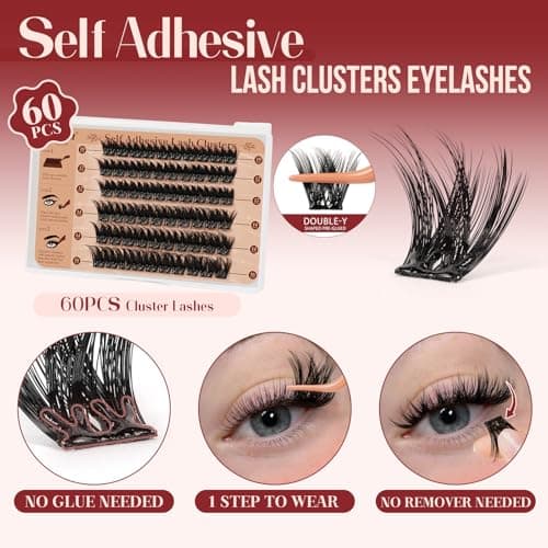 Higu clace Self Adhesive Eyelashes Volume Pre Glued lash clusters kit Mix 10-16mm, Preglued Eyelash No Glue Needed Easy to Use, DIY Eyelash clusters(AD11) view 2