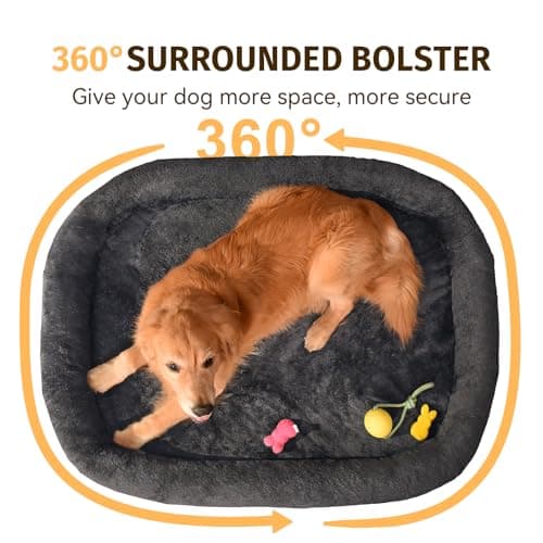 WOZOKE Orthopedic Dog Bed for Large Dogs, Waterproof Dog Bed for Large Size Dogs with Bolsters, Egg Crate Foam Sofa Bed with Washable Removable Cover & Non-Slip Bottom, Dark Grey view 4
