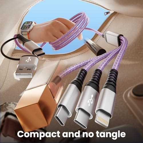 Dual Type-C 4 in 2 Multi Charging Cable for Travel with Multi USB-C Devices -5FT view 4