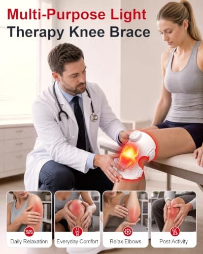 Red Light Therapy Knee Brace, Wireless Silicone Knee Wrap with 660nm 850nm Infrared Light, 5000mAh Electric Heated Knee Wrap for Knee Joint Elbow, Gifts for Women Men view 3