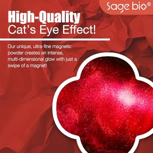 SAGEBIO Cat Eye Gel Nail Polish, 15ml Magnetic Gel, High-Gloss 3D Effect with Magnet Stick, Long-Lasting, Easy Application for DIY Manicures, 03 view 2