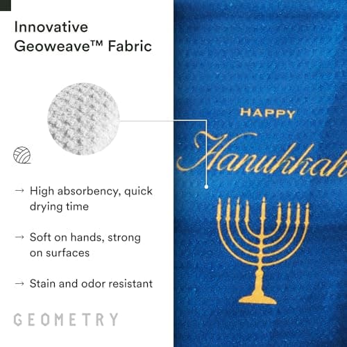 GEOMETRY Christmas Kitchen Towels - Quick Dry Microfiber Cloth Dish Towels for Kitchen Drying - Premium Quick Dry Towel (Happy Hanukkah, 1 Pack) view 5