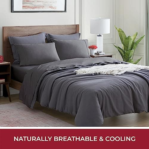 Mellanni 400 Thread Count Cotton Sateen Bedding Set - 4 Piece Bed Sheets Set - Fits Mattresses up to 16" Deep - Cooling Sheet for Hot Sleepers (King, Burgundy) view 6