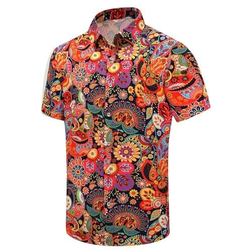 Men's Hawaiian Shirt Funky Blue Beach Printed Tropical Beach Shirt Casual Button Down Short Sleeve Floral Shirts Tops — image 1