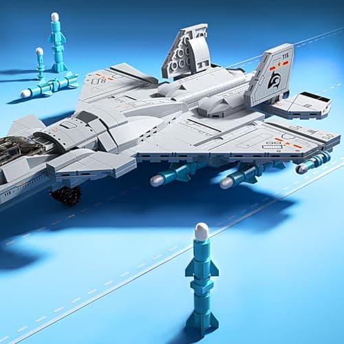 J-15 Fighter Jet Building Kit, 577PCS Military Aircraft Model for Boys 8–12, Army Airplane Toy with Foldable Wings & Tail, Clear Cockpit, Dual-Engine Jet, STEM Construction Blocks for Teens & Adult view 2