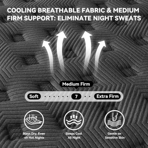 King Size Mattress, 12 Inch Hybrid King Mattress with Pocket Springs | Cooling Gel Memory Foam & Pressure Relief, Support Foam for Spine Alignment & Motion Isolation, Edge Support, Medium Firm view 4
