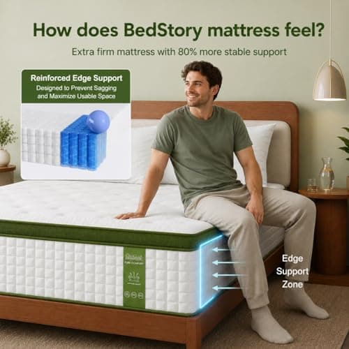 BedStory Firm King Mattress 12 Inch, Hotel Collection Hybrid Mattresses with Zoned Lumbar Support, Extra Back & Hip Support, CertiPUR-US, Fiberglass-Free, 365-Night Trial view 4