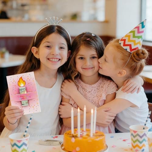 Unique Gold Foil Birthday Cards with Envelopes - Birthday Candle Creative Designs Design, Fun Playful Money Holder Cards, Exquisite Women's Birthday Cards for Family, Kids & Friends(Pink-1) view 6
