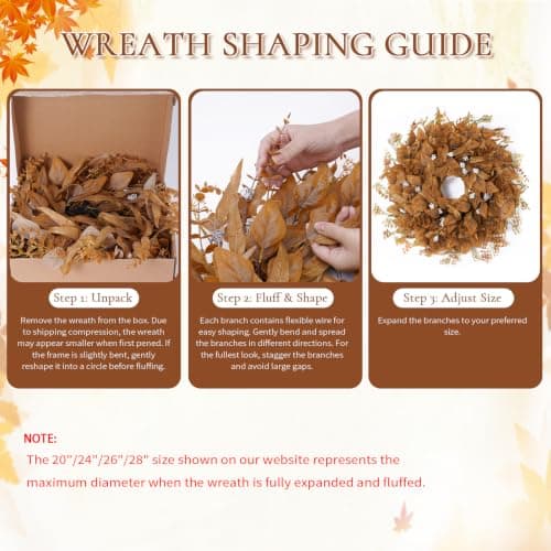 26 Inch Fall Wreath for Front Door, Artificial Eucalyptus Porch Decor (26in) view 6
